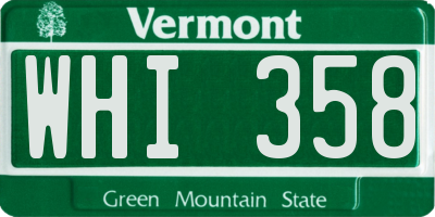 VT license plate WHI358