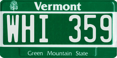 VT license plate WHI359