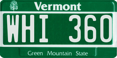 VT license plate WHI360