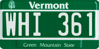 VT license plate WHI361
