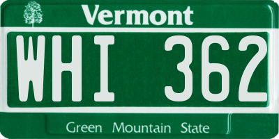 VT license plate WHI362