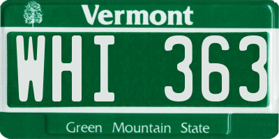 VT license plate WHI363