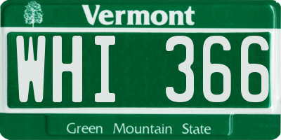 VT license plate WHI366