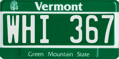 VT license plate WHI367