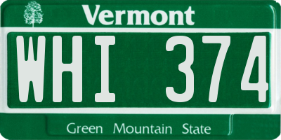VT license plate WHI374