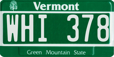 VT license plate WHI378