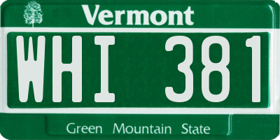 VT license plate WHI381