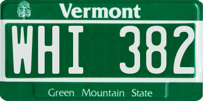 VT license plate WHI382