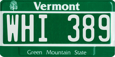 VT license plate WHI389