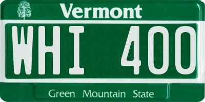 VT license plate WHI400