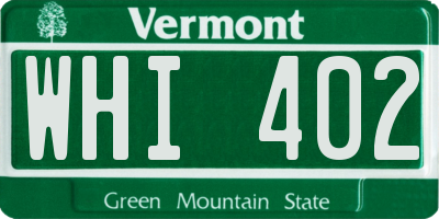 VT license plate WHI402