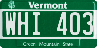 VT license plate WHI403