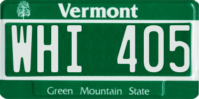 VT license plate WHI405