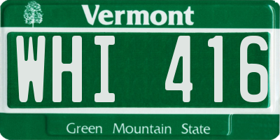 VT license plate WHI416