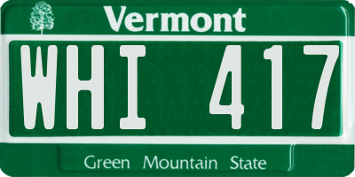 VT license plate WHI417