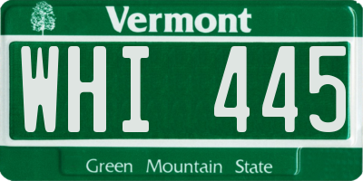 VT license plate WHI445