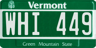 VT license plate WHI449