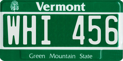 VT license plate WHI456