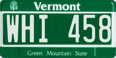 VT license plate WHI458