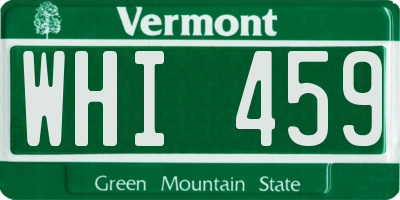 VT license plate WHI459