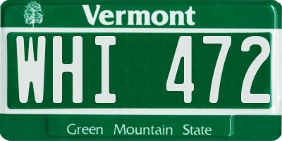 VT license plate WHI472