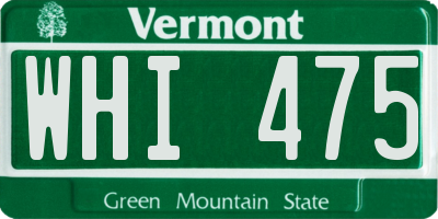 VT license plate WHI475