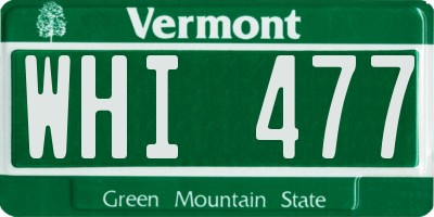 VT license plate WHI477