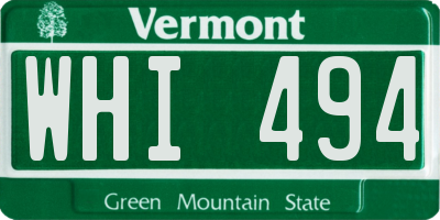 VT license plate WHI494