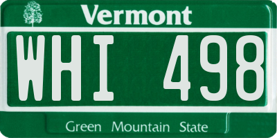 VT license plate WHI498