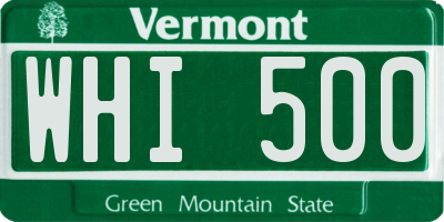 VT license plate WHI500