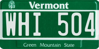 VT license plate WHI504