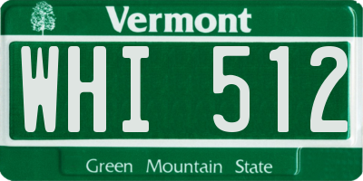 VT license plate WHI512