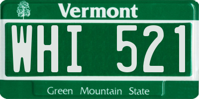 VT license plate WHI521