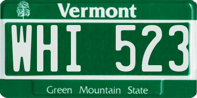 VT license plate WHI523