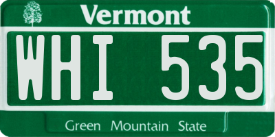 VT license plate WHI535