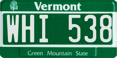 VT license plate WHI538