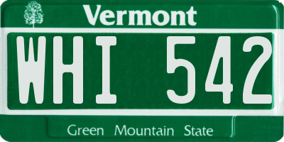 VT license plate WHI542