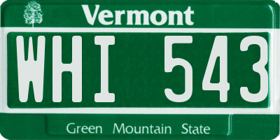 VT license plate WHI543