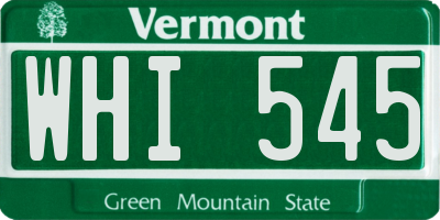 VT license plate WHI545