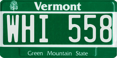 VT license plate WHI558
