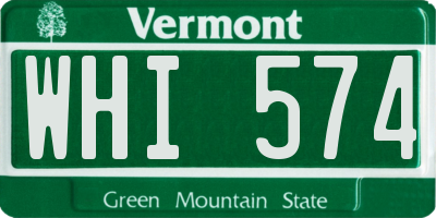 VT license plate WHI574