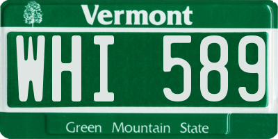 VT license plate WHI589