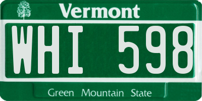 VT license plate WHI598