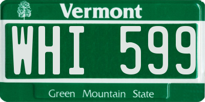VT license plate WHI599