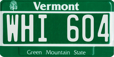 VT license plate WHI604