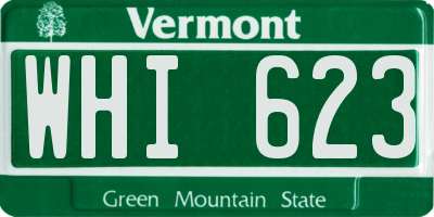 VT license plate WHI623