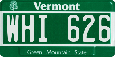 VT license plate WHI626