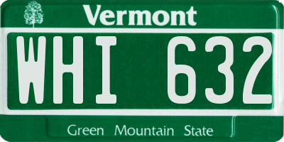 VT license plate WHI632