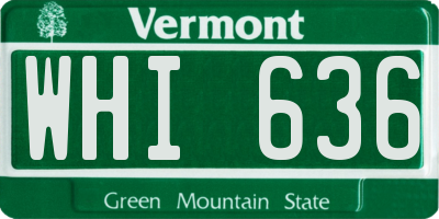 VT license plate WHI636