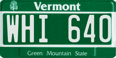 VT license plate WHI640